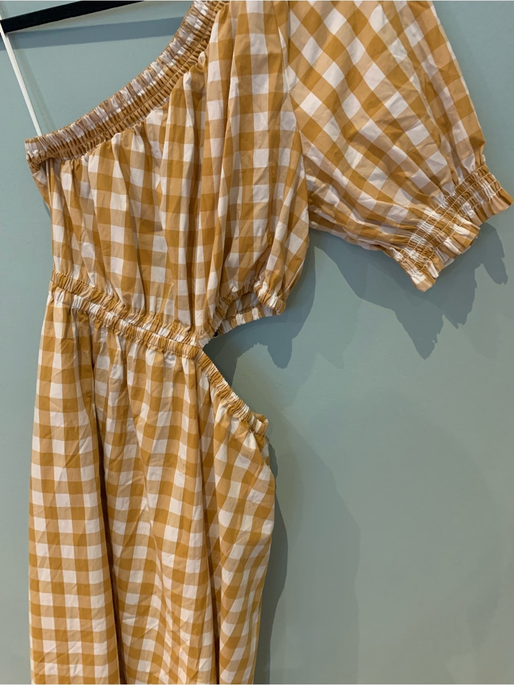 Who What Wear Off-Shoulder Yellow Gingham Midi Dress - Picture 7 of 15